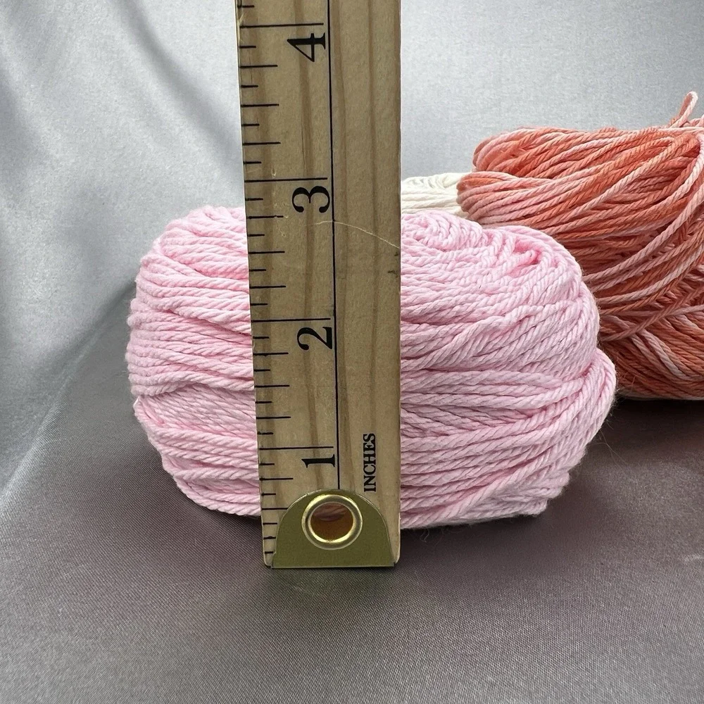 5 Peaches & Creme Worsted Weight 4 Ply Yarn 100% Cotton Mixed Red Pink Cream 1lb